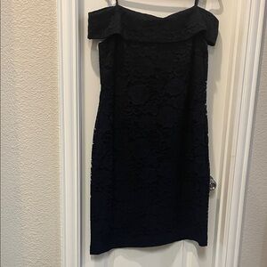 Lauren Ralph Lauren Navy Off the Shoulder Lace Cocktail Dress